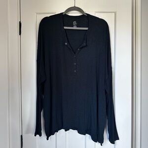 Aerie Black Henley Long Sleeve Top